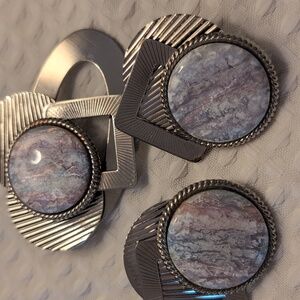 Elegant Silver  Look Earrings And Brooch. 80''s.